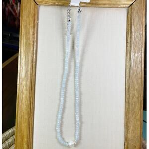 New rainbow agate Ethiopian opal and freshwater pearl gemstone necklace, 15.5”